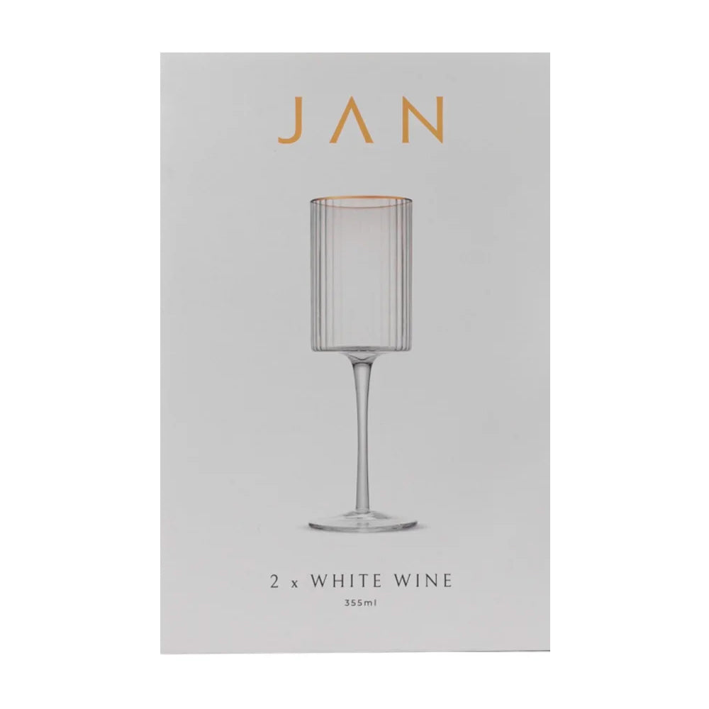 JAN Opulent White Wine Glasses with Gold Rim, Set of 2