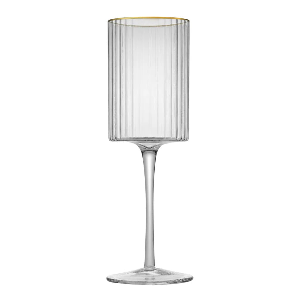 JAN Opulent White Wine Glasses with Gold Rim, Set of 2