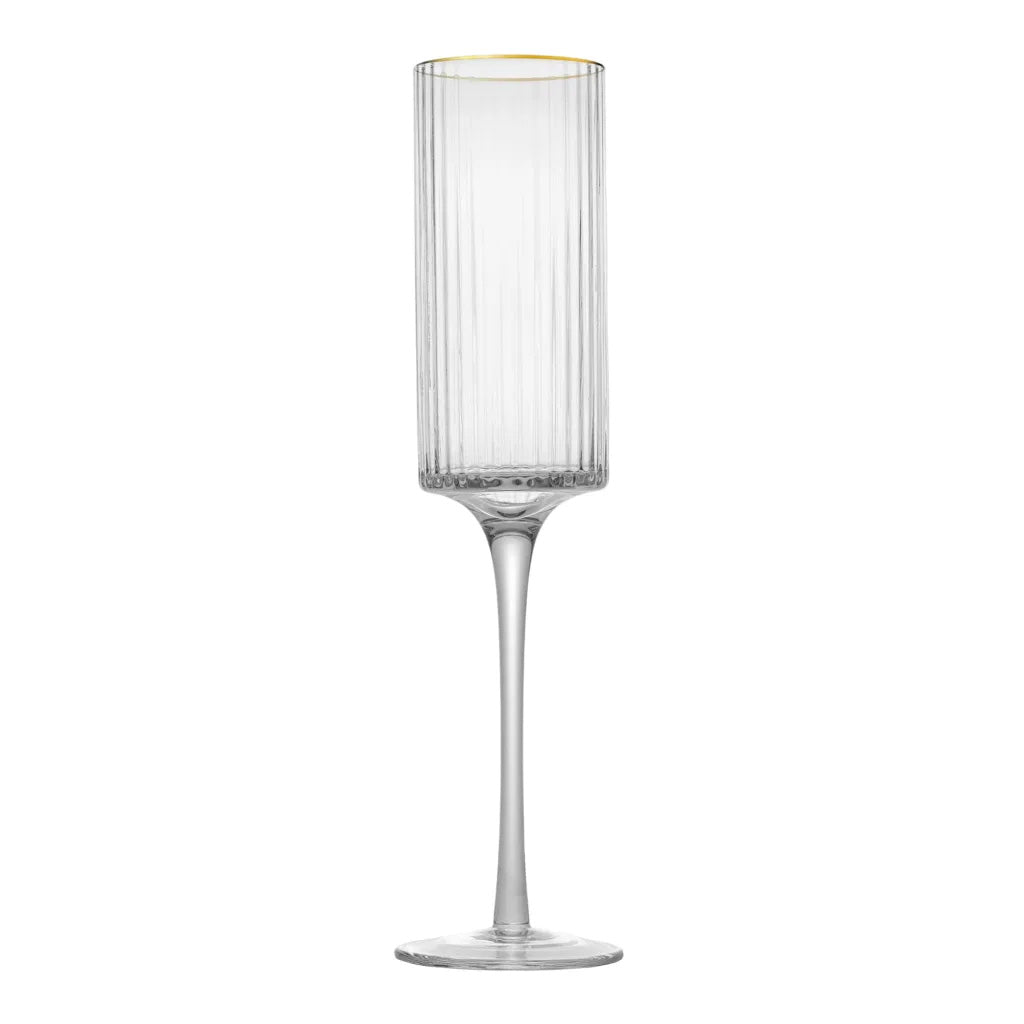 JAN Opulent Champagne Flutes with Gold Rim, Set of 2