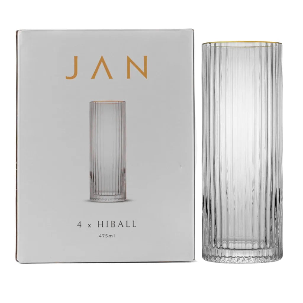 JAN Opulent Hiball Glasses with Gold Rim, Set of 4