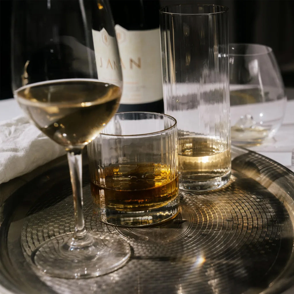 JAN Opulent Hiball Glasses with Gold Rim, Set of 4