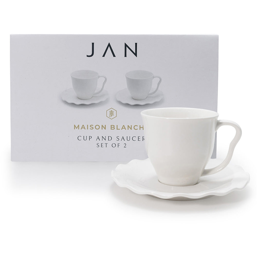 JAN Maison Blanche Cups & Saucers, Set of 2