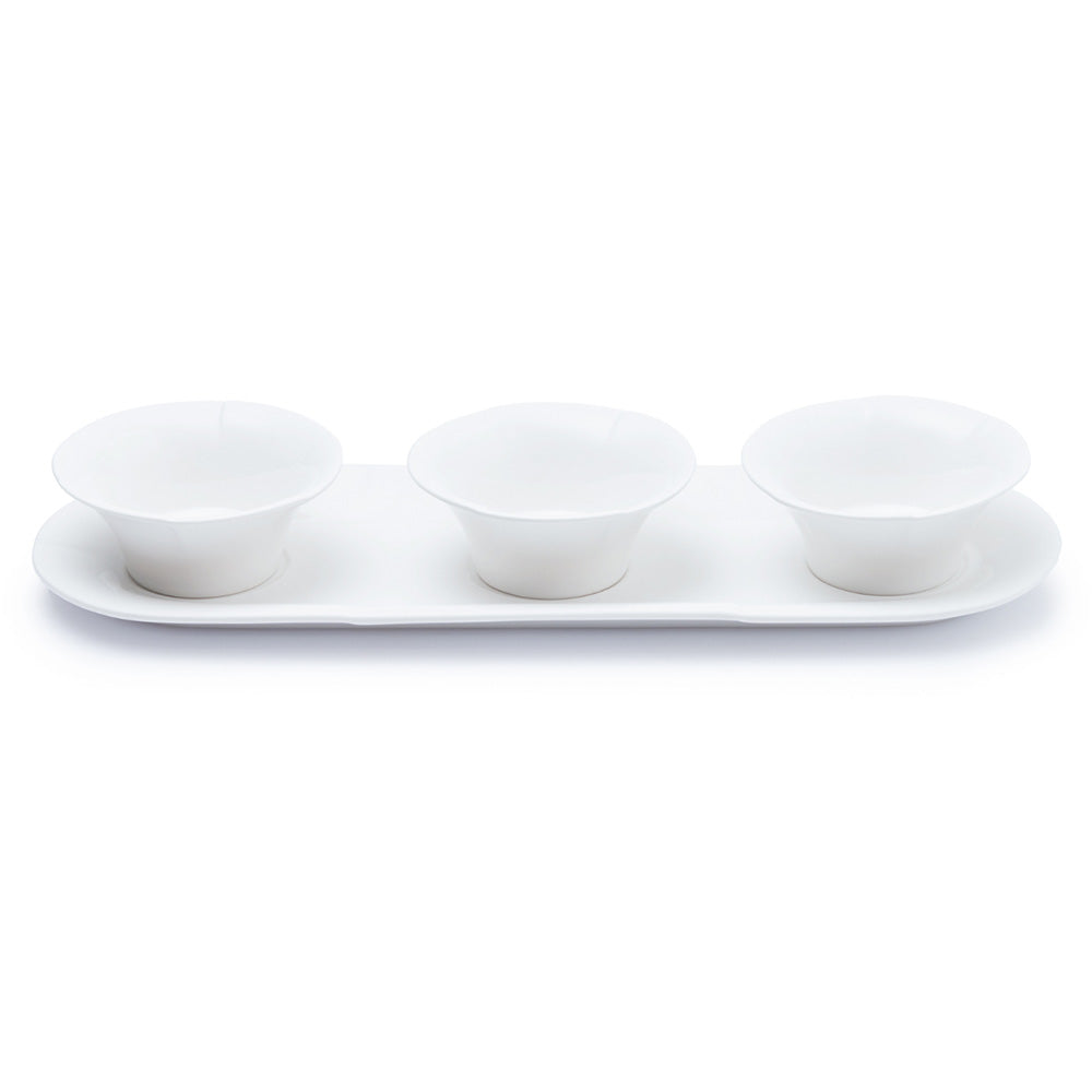 JAN Maison Blanche Plate with 3 Bowls, 34cm