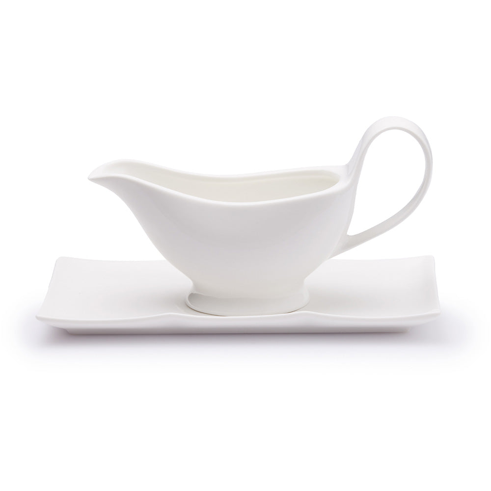 JAN Maison Blanche Gravy Boat with Saucer