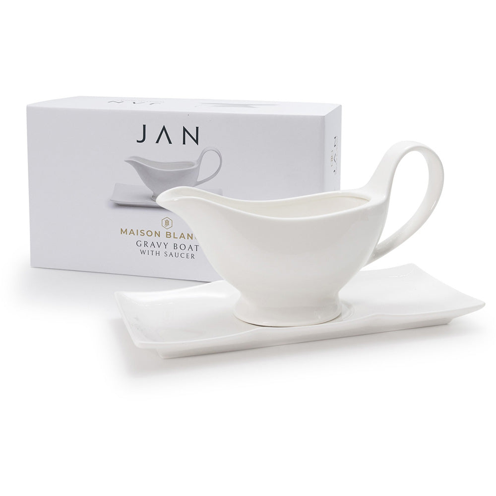 JAN Maison Blanche Gravy Boat with Saucer