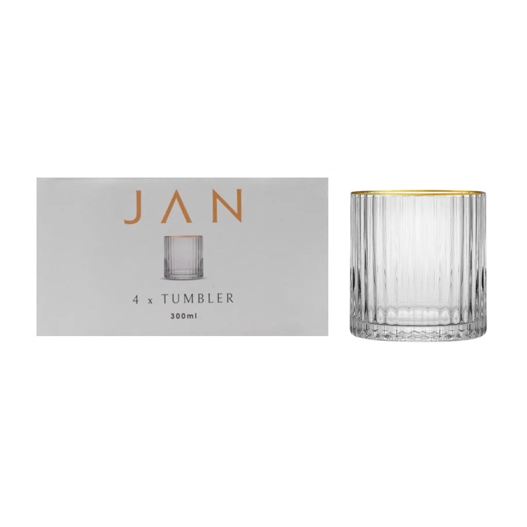 JAN Opulent Tumblers with Gold Rim, Set of 4