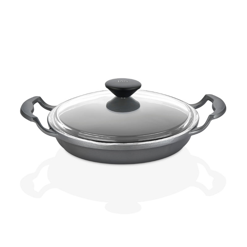 Premium Cast Aluminium Egg Pan with Glass Lid - 18cm