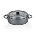 Premium Cast Aluminium Low Casserole Pot with Glass Lid - 26cm