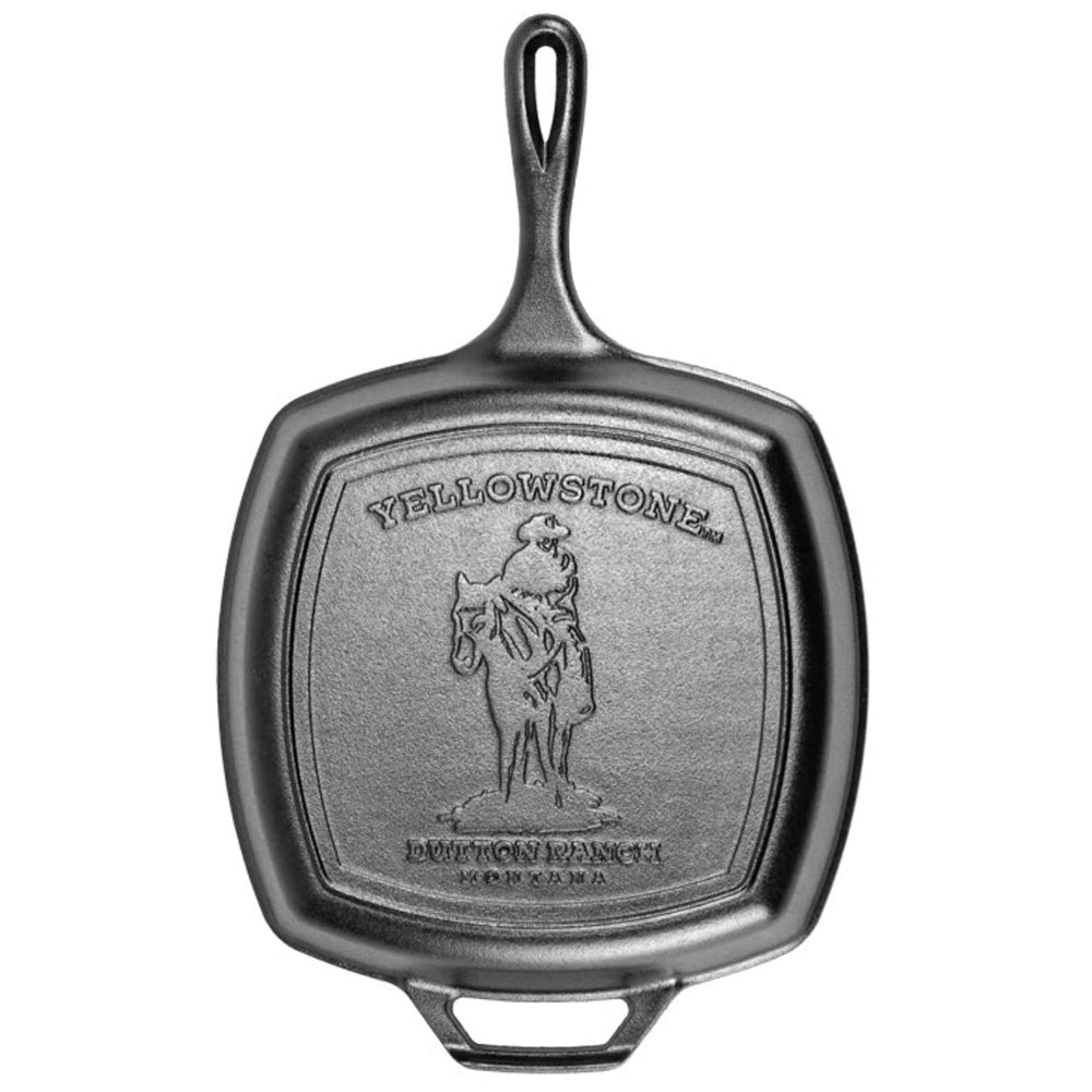 Lodge Yellowstone Seasoned Cast Iron Square Cowboy Grill Pan, 27cm