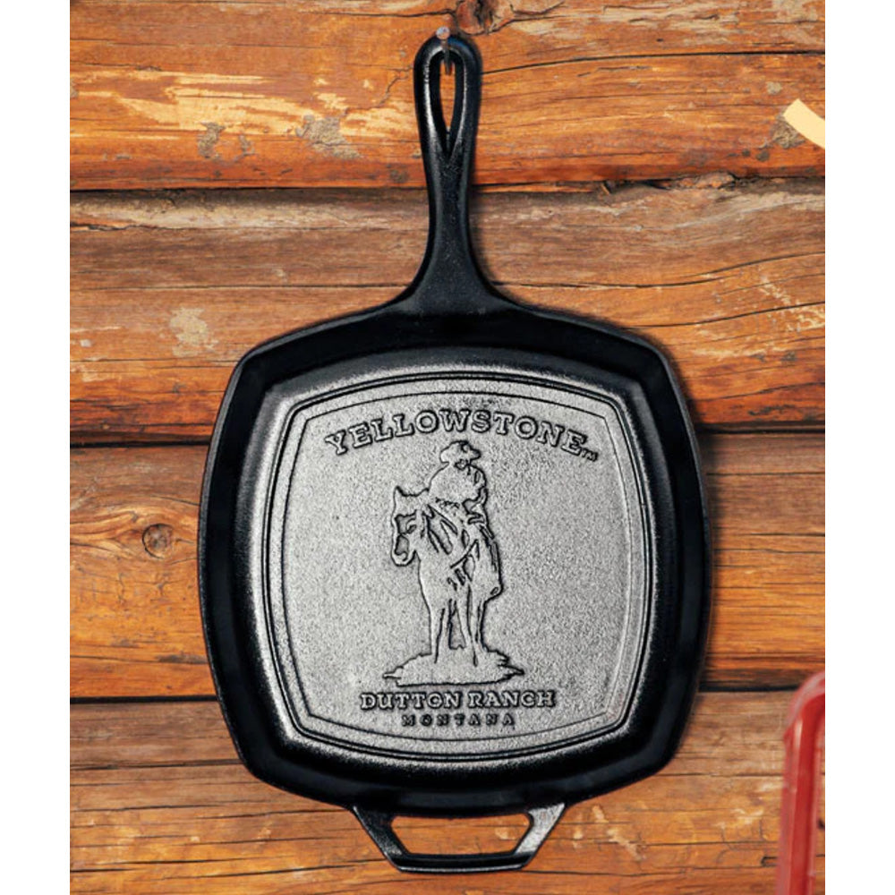 Lodge Yellowstone Seasoned Cast Iron Square Cowboy Grill Pan, 27cm