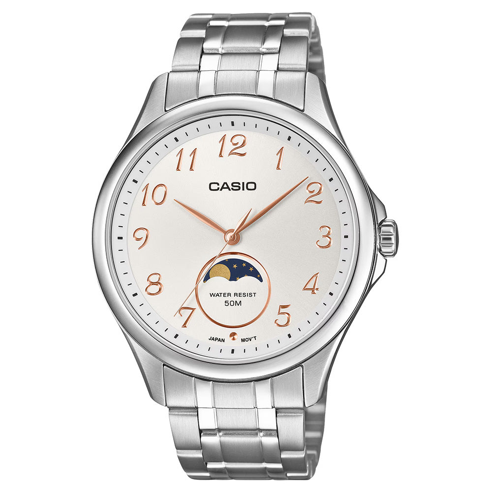 Casio Standard Men's 50m Analogue Moon Phase Wrist Watch, MTP-M110D-7AVDF