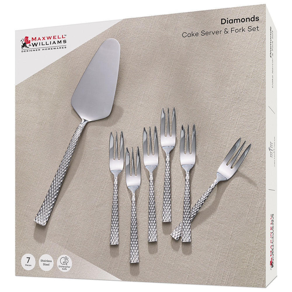 Maxwell & Williams Diamonds Cake Fork & Server Set, 7pc