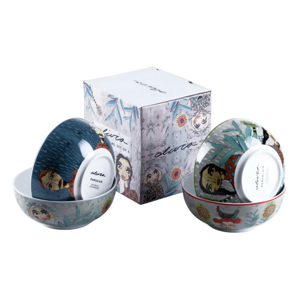 Olivia Cuzins Cereal Bowls, Set of 4