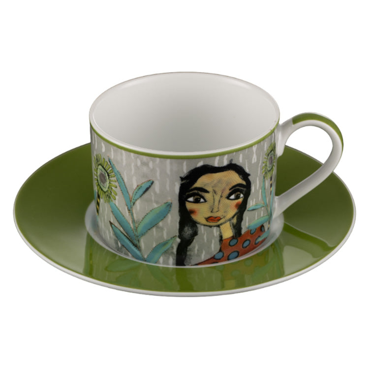 Olivia Cuzins Cup & Saucer, Set of 4