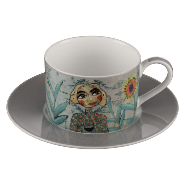Olivia Cuzins Cup & Saucer, Set of 4