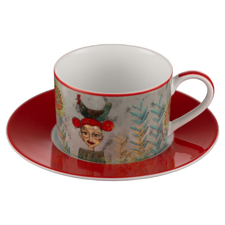 Olivia Cuzins Cup & Saucer, Set of 4
