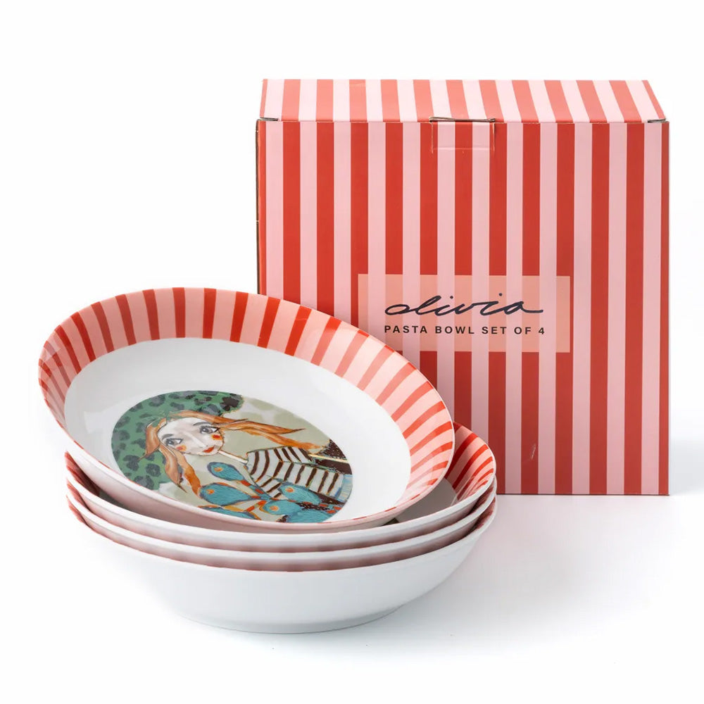 Olivia Princess Porcelain Pasta Bowls, Set of 4
