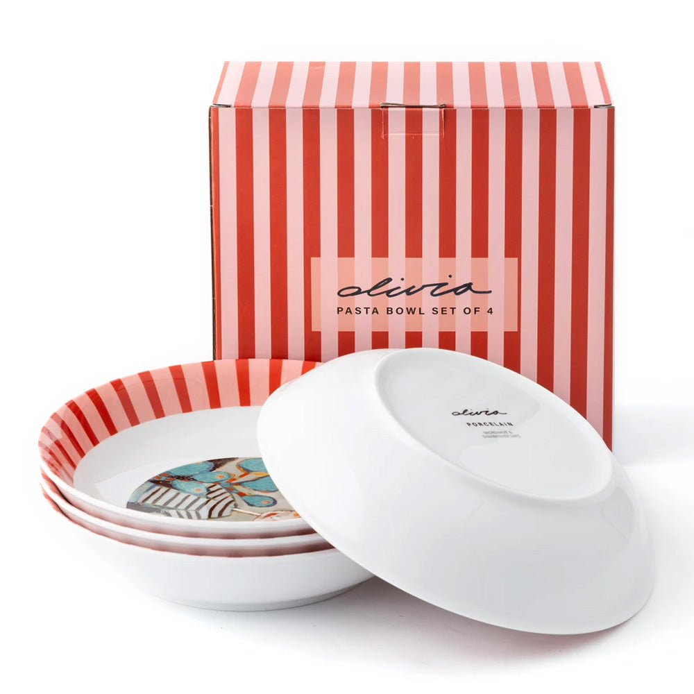 Olivia Princess Porcelain Pasta Bowls, Set of 4