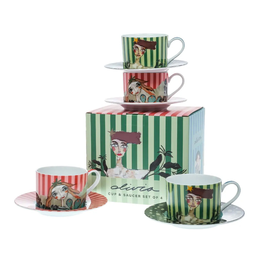 Olivia Princess Porcelain Cups & Saucers, Set of 2