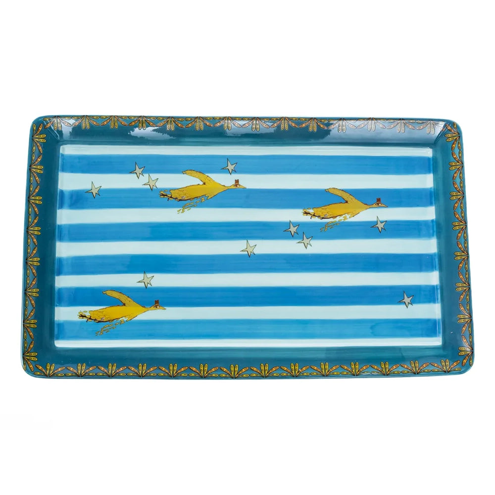 Olivia Hand-Painted Rectangular Decal Platter, 41cm