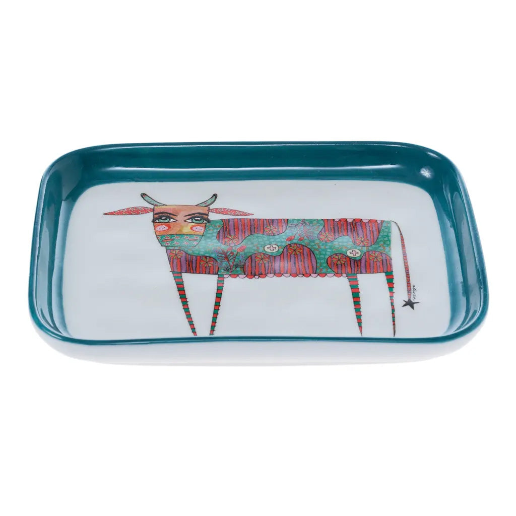Olivia Princess Hand-Painted Butter Dish with Cow Decal