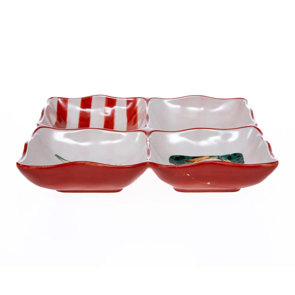 Olivia Princess Hand-Painted 4-Division Square Bowl, 22cm