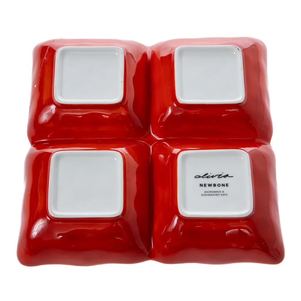 Olivia Princess Hand-Painted 4-Division Square Bowl, 22cm