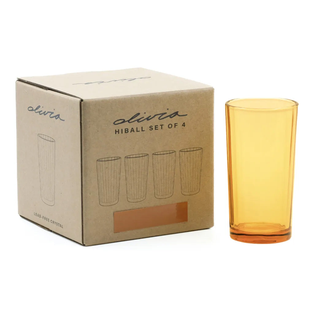 Olivia Princess Crystal Hiball Glasses, Set of 4