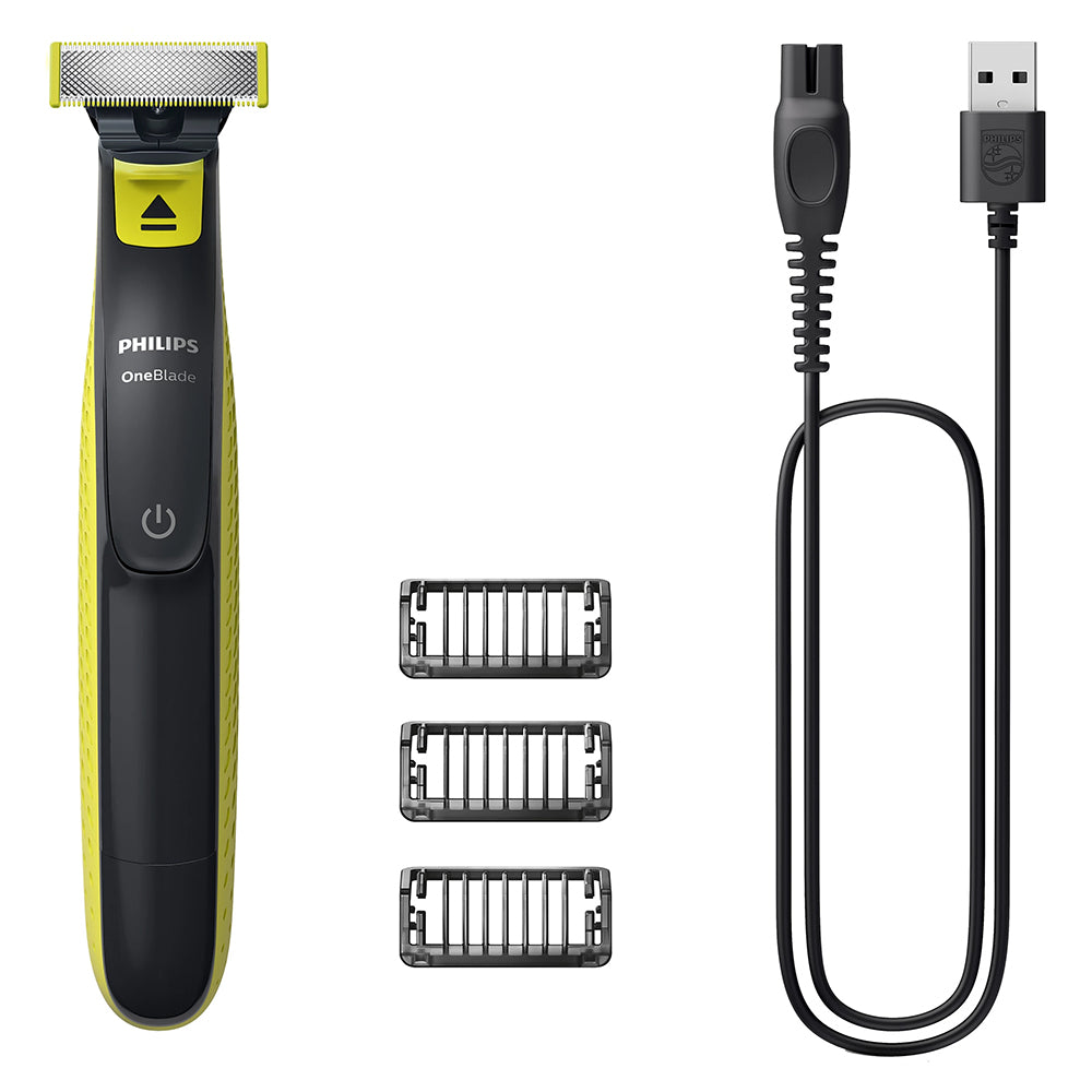 Philips Rechargeable USB OneBlade Face Hybrid Trimmer, 3 Combs