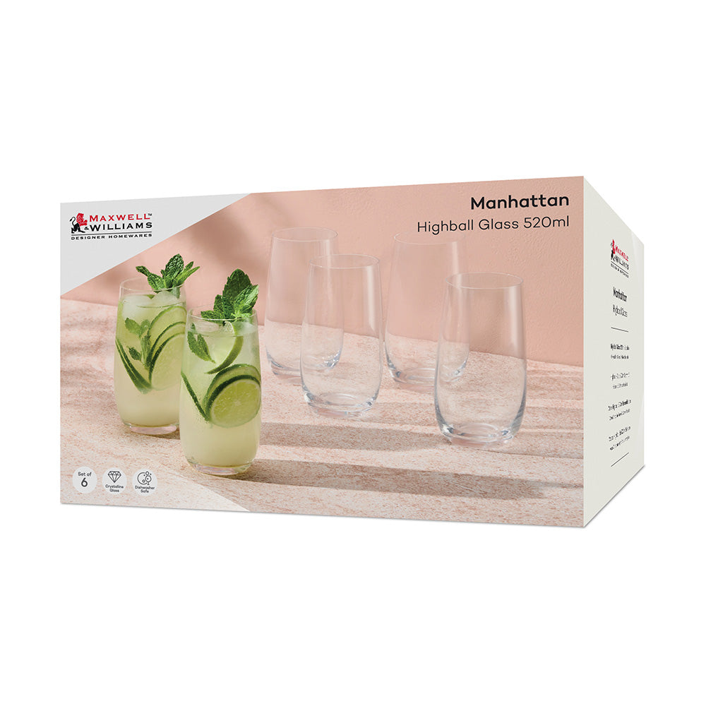 Maxwell & Williams Manhattan Hiball Glasses, Set of 6