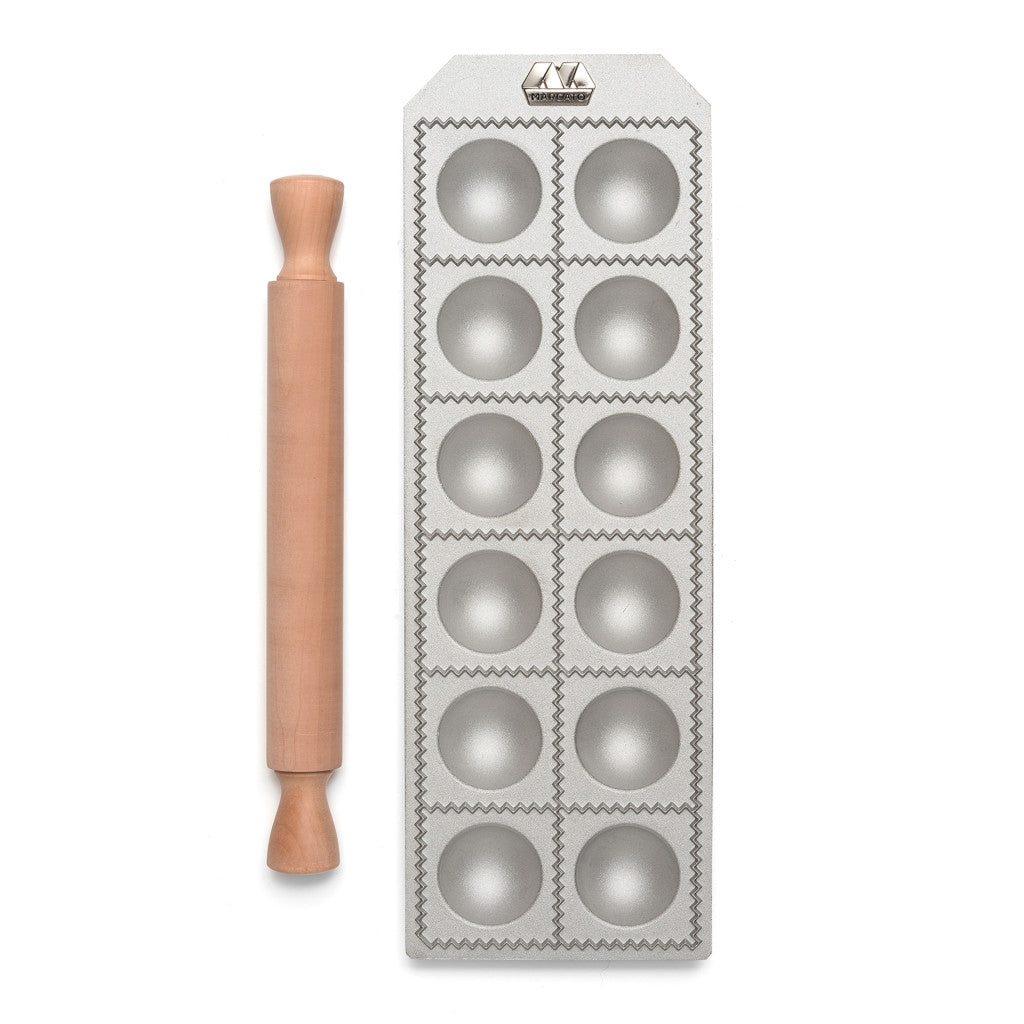Marcato Classic Round 12 Hole Ravioli Mould & Rolling Pin