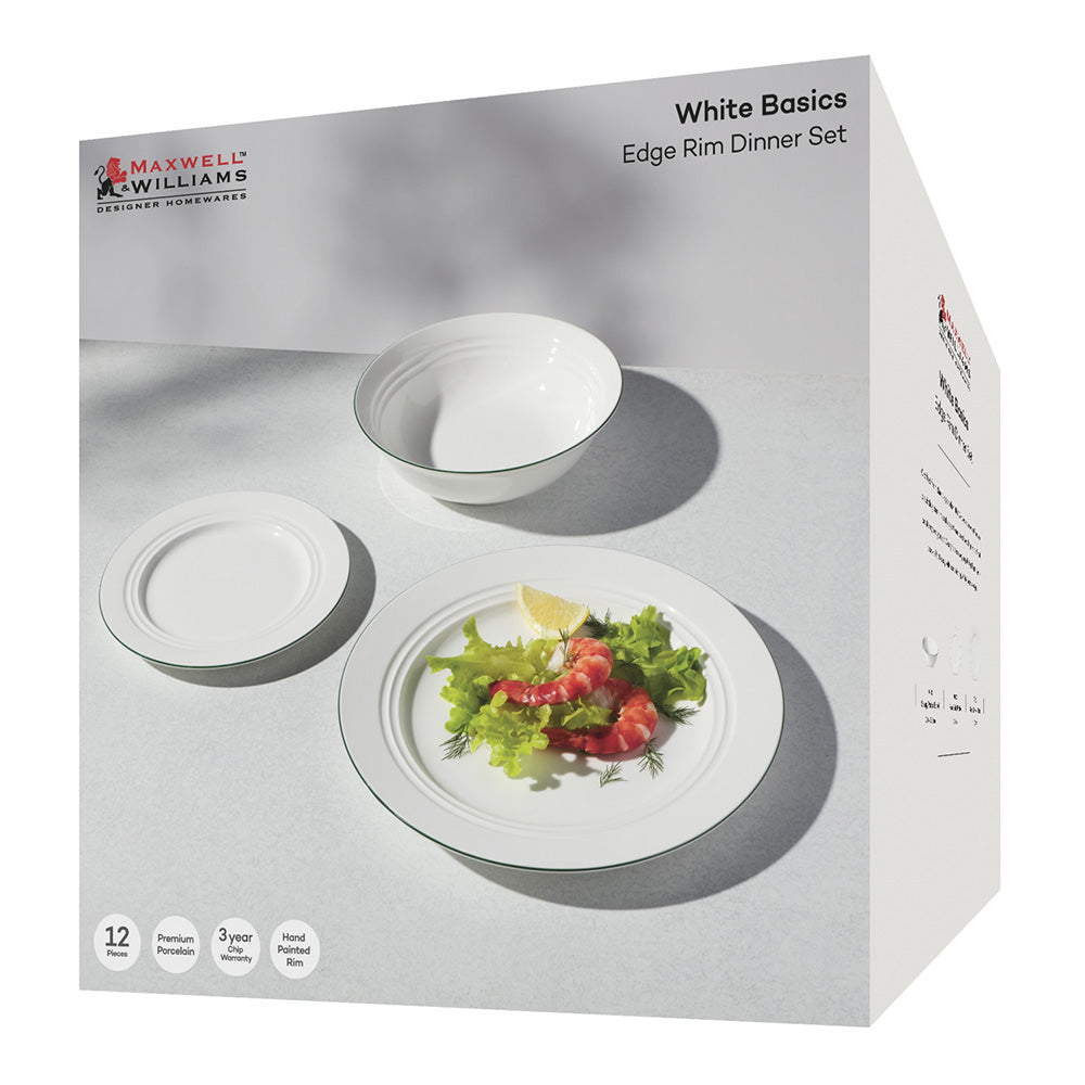 Maxwell & Williams White Basics Edge Rim Dinner Set, 12pc