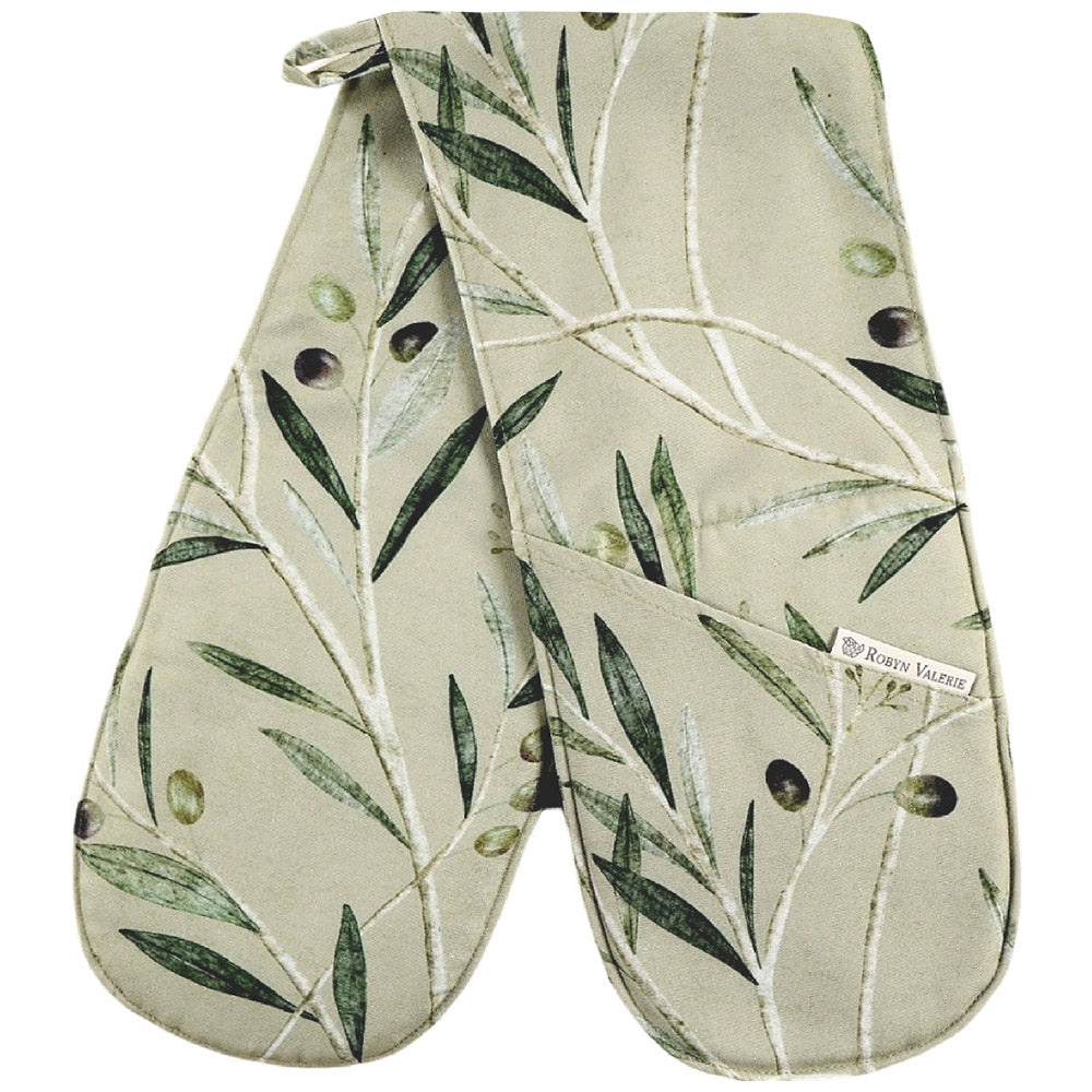 DSA Linen Robyn Valerie Olive Branch African Sage Double Oven Glove