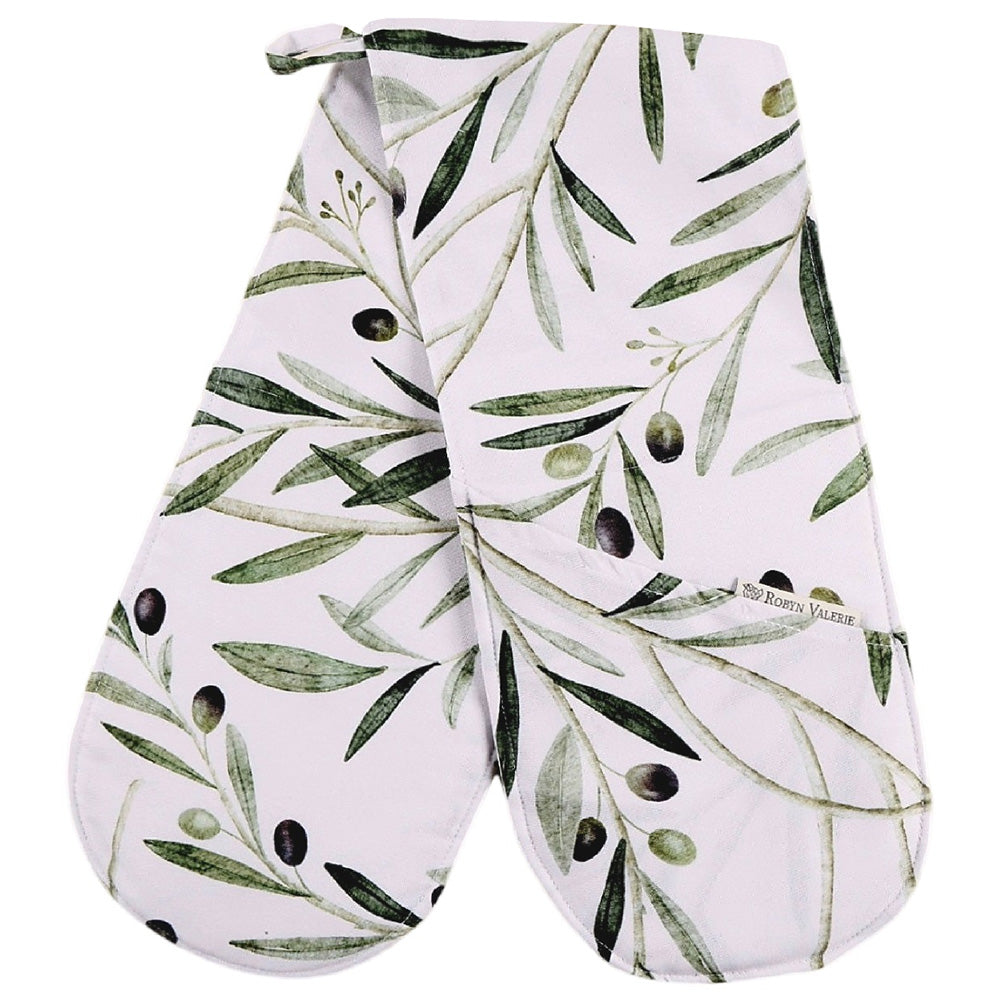 DSA Linen Robyn Valerie Olive Branch African Sage Double Oven Glove