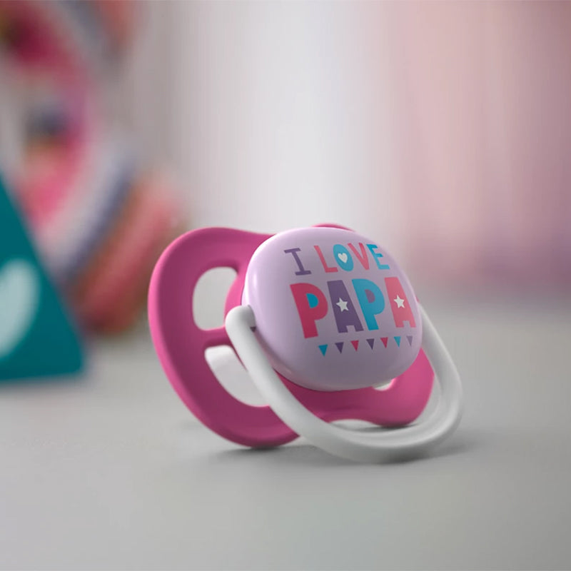 Avent Set Of 2 Ultra Air Pacifiers, I Love Papa & Balloon (6-18m)