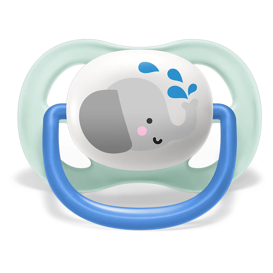 Avent Set Of 2 Ultra Air Pacifiers, Elephant & Penguin (0-6m)