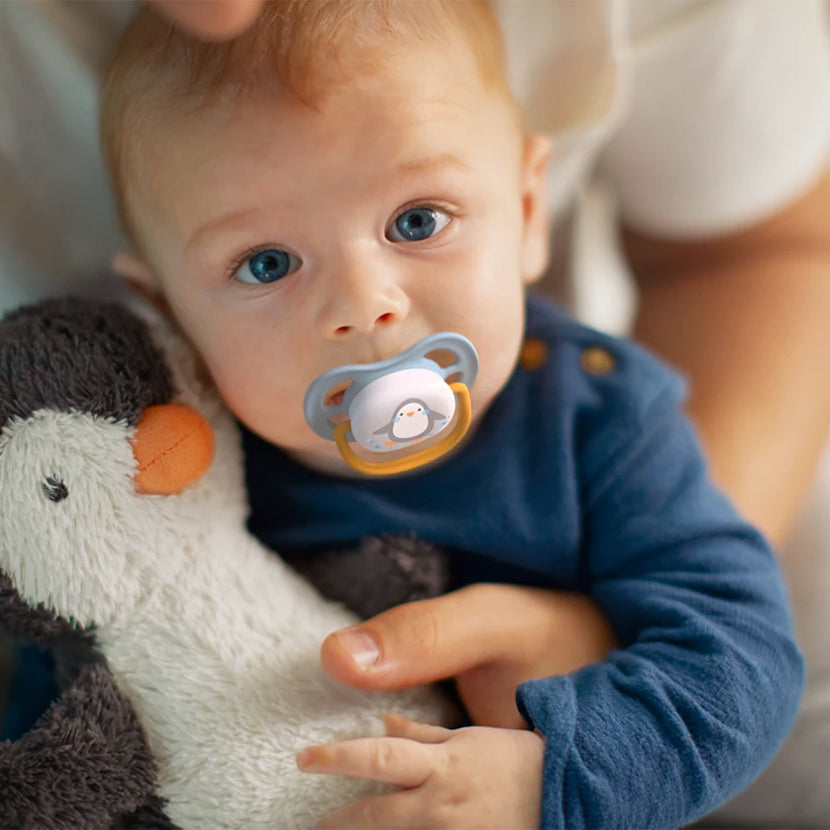 Avent Set Of 2 Ultra Air Pacifiers, Elephant & Penguin (0-6m)