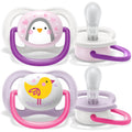 Avent Set Of 2 Ultra Air Pacifiers, Bird & Penguin (0-6m)