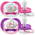 Avent Set Of 2 Ultra Air Pacifiers, Penguin & Elephant (6-18m)