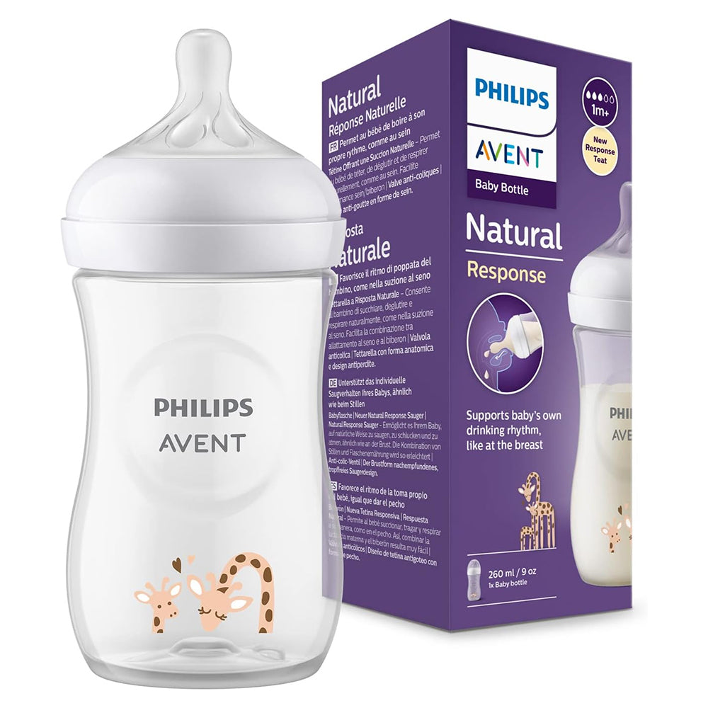 Avent Natural Response 260ml Baby Bottle, Giraffe