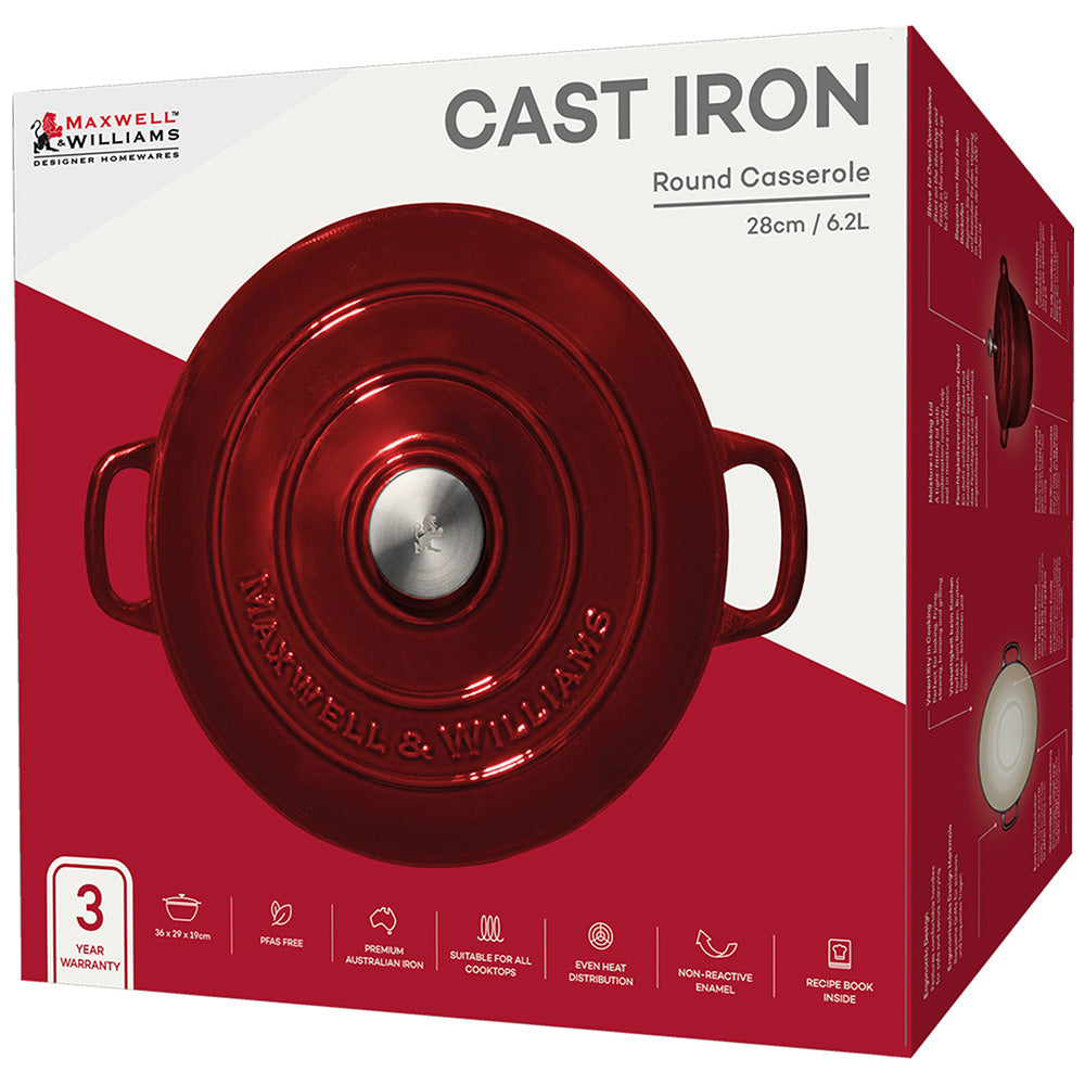 Maxwell & Williams Cast Iron Round Casserole, 28cm