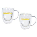 O'lala Set Of 2 Double Walled Glass Mugs, 450ml