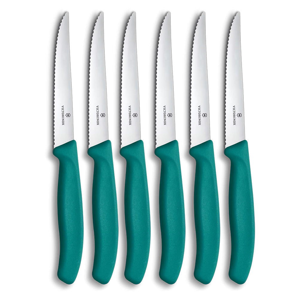 Victorinox Swiss Classic Pointed Steak Knife Set, Set Of 6 - Kale Green
