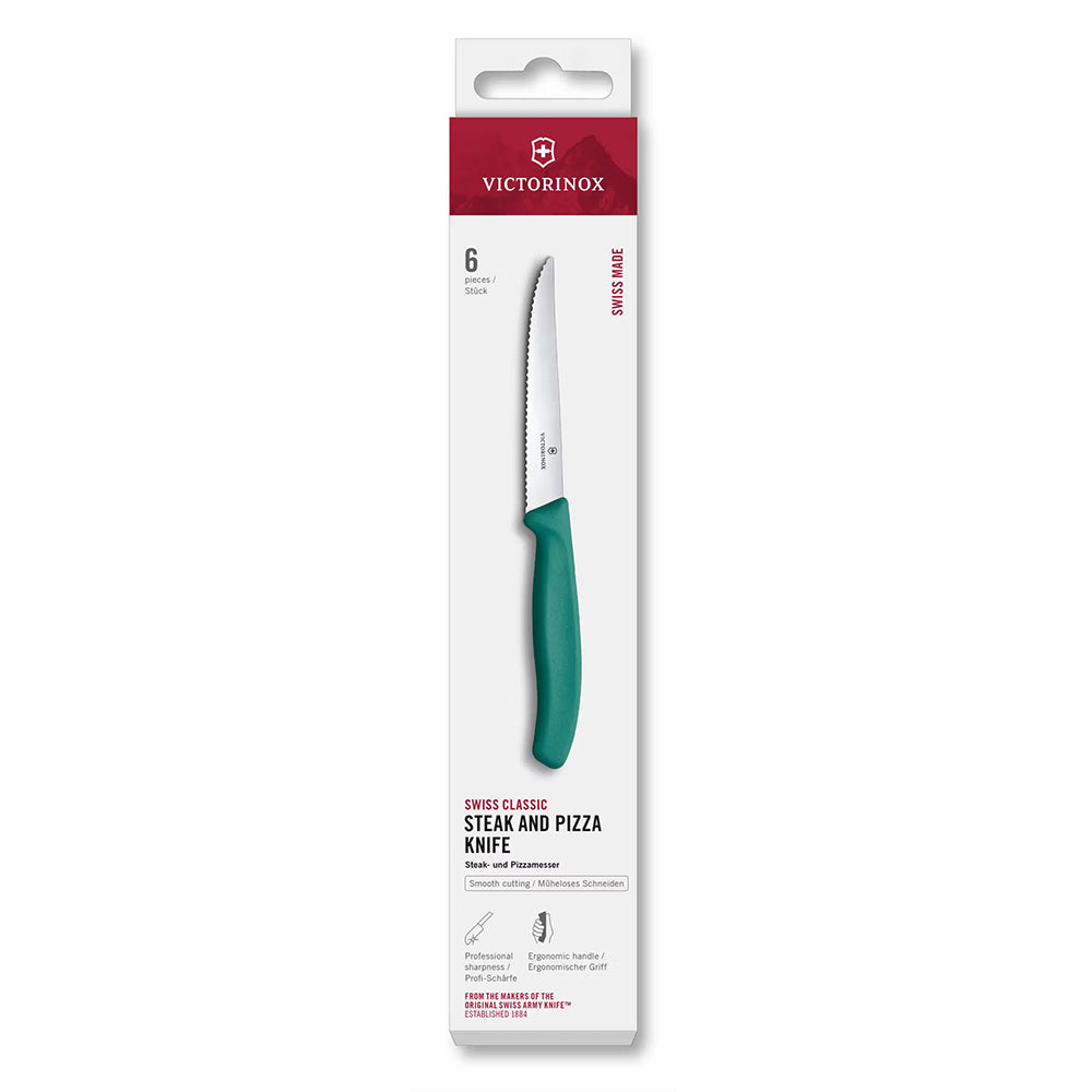 Victorinox Swiss Classic Pointed Steak Knife Set, Set Of 6 - Kale Green
