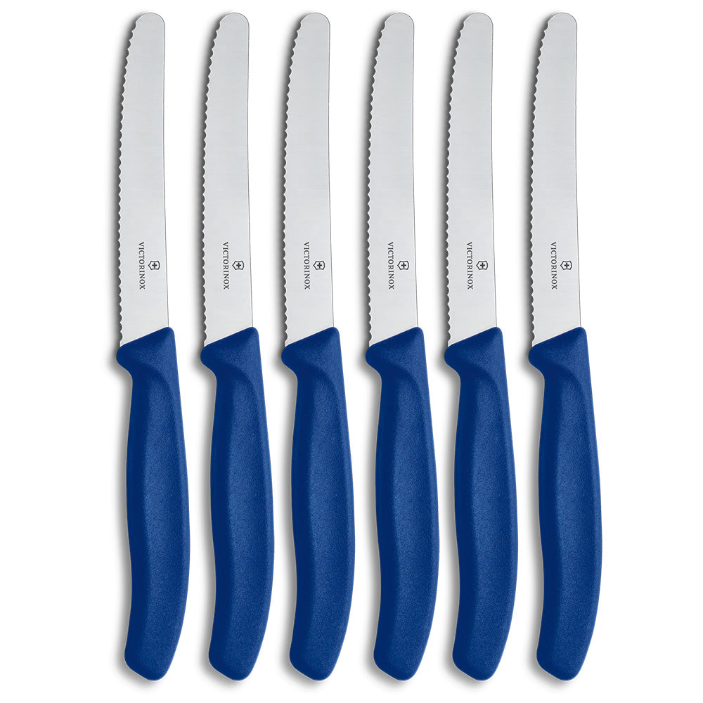 Victorinox Swiss Classic Blue Rounded Knife Set, Set Of 6