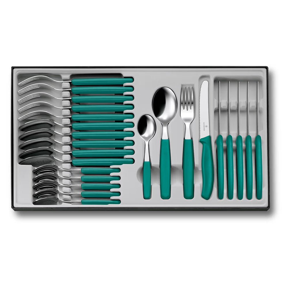 Victorinox Swiss Classic Cutlery Set, Kale Green, 24pc