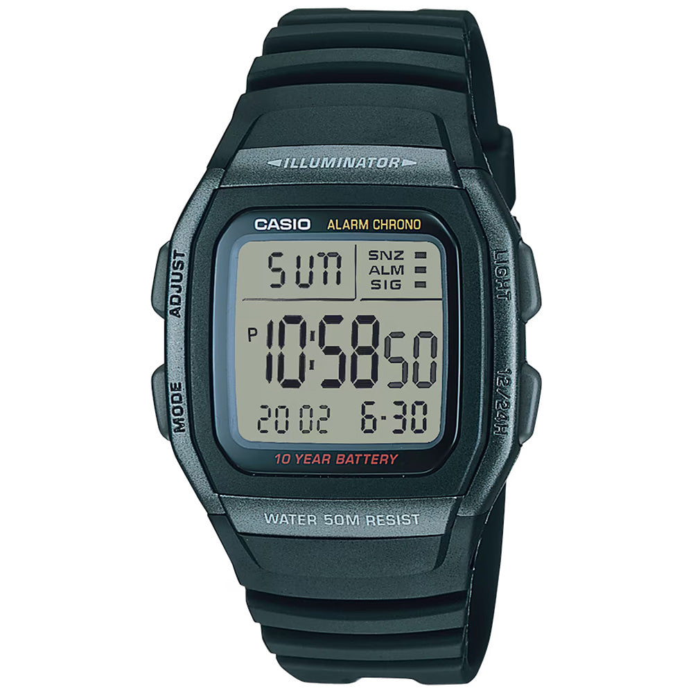 Casio Standard Men's 50m Digital Wrist Watch, W96H