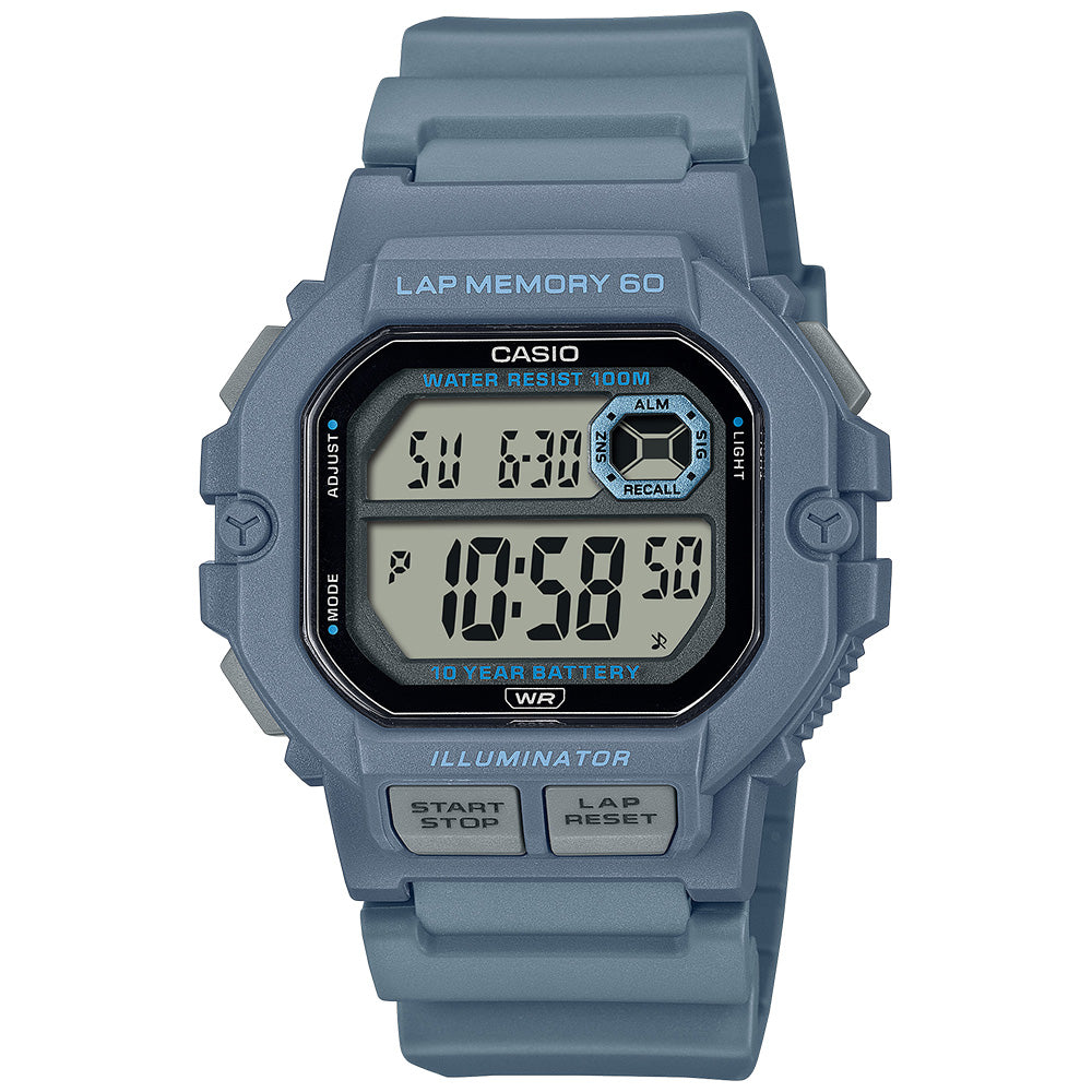 Casio Standard Men's 100m Digital Fitness Wrist Watch, WS-1400H