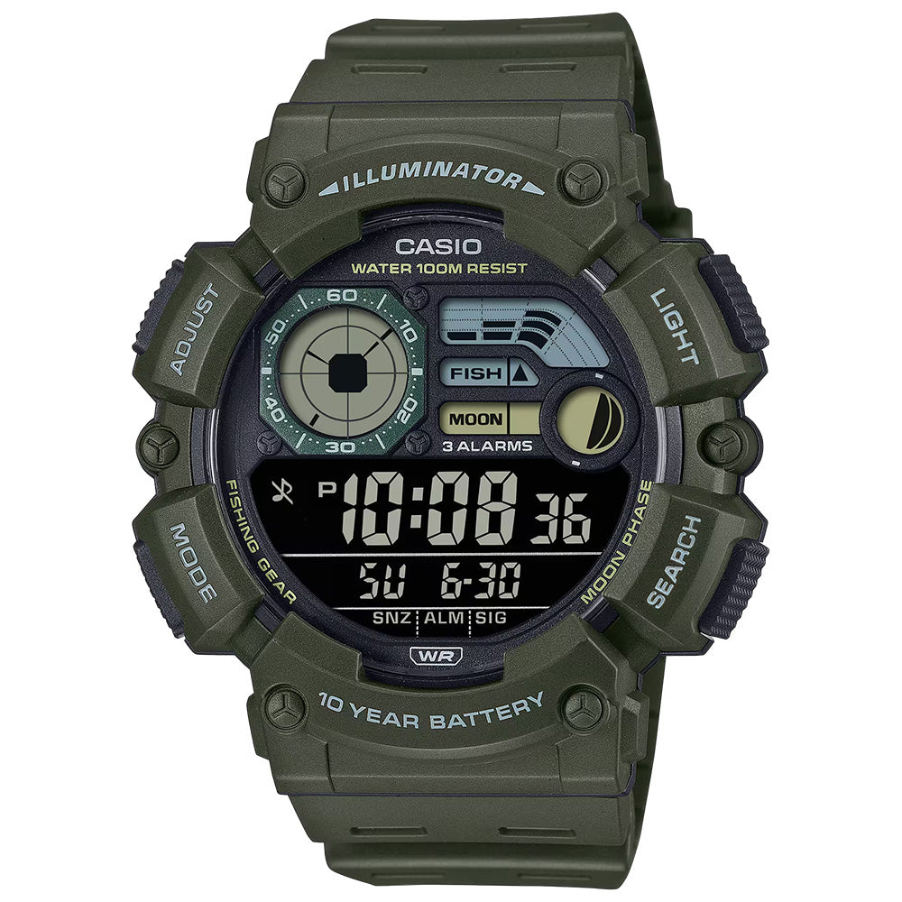 Casio Standard Outgear Men's 100m Digital Fishing Wrist Watch, WS-1500H