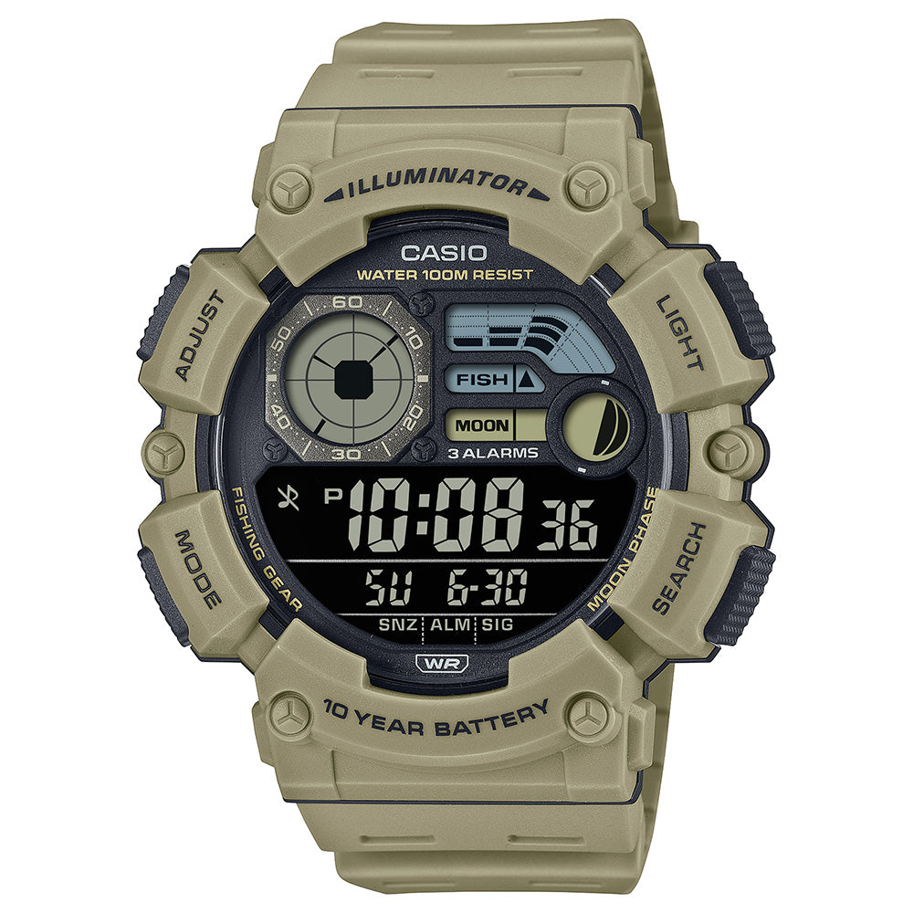 Casio Standard Outgear Men's 100m Digital Fishing Wrist Watch, WS-1500H